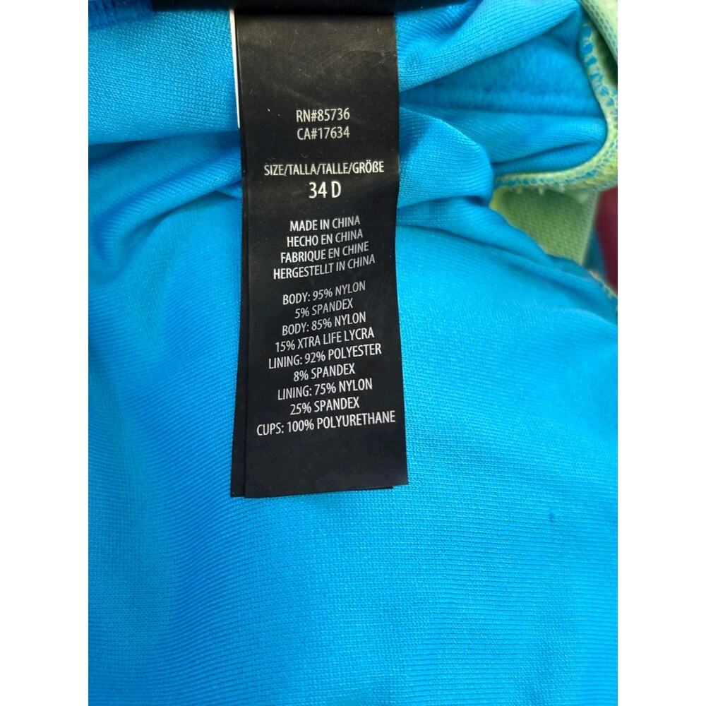 Coco Reef Bra Sized Ombre Blue & Green Flowy Tankini Swim Top Size 34D - Picture 4 of 8